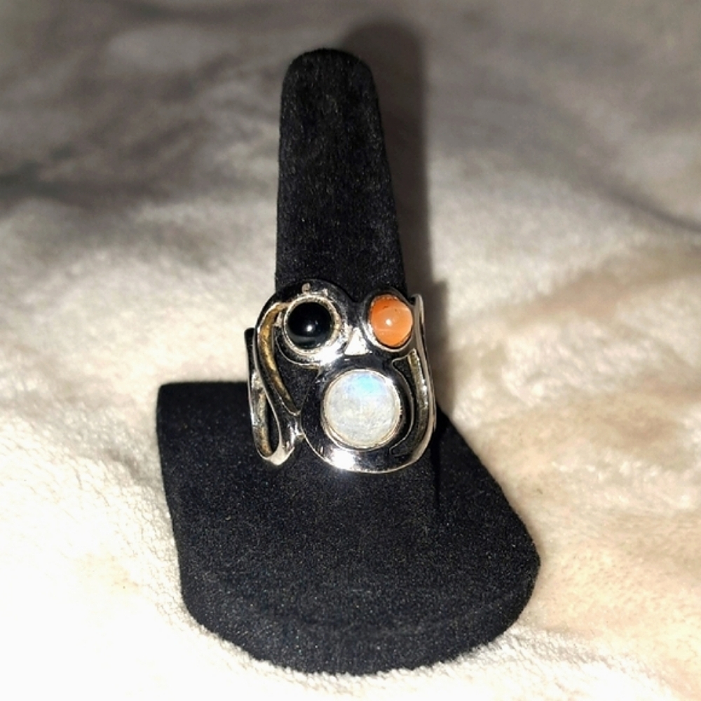 Elegant Silver Multi-Stone Ring - image 1